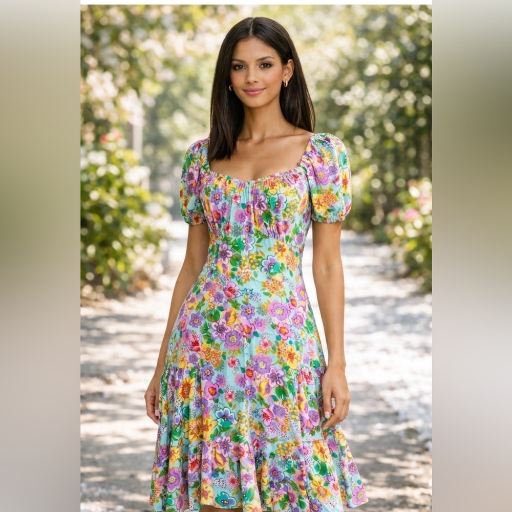 Summer floral print dress
